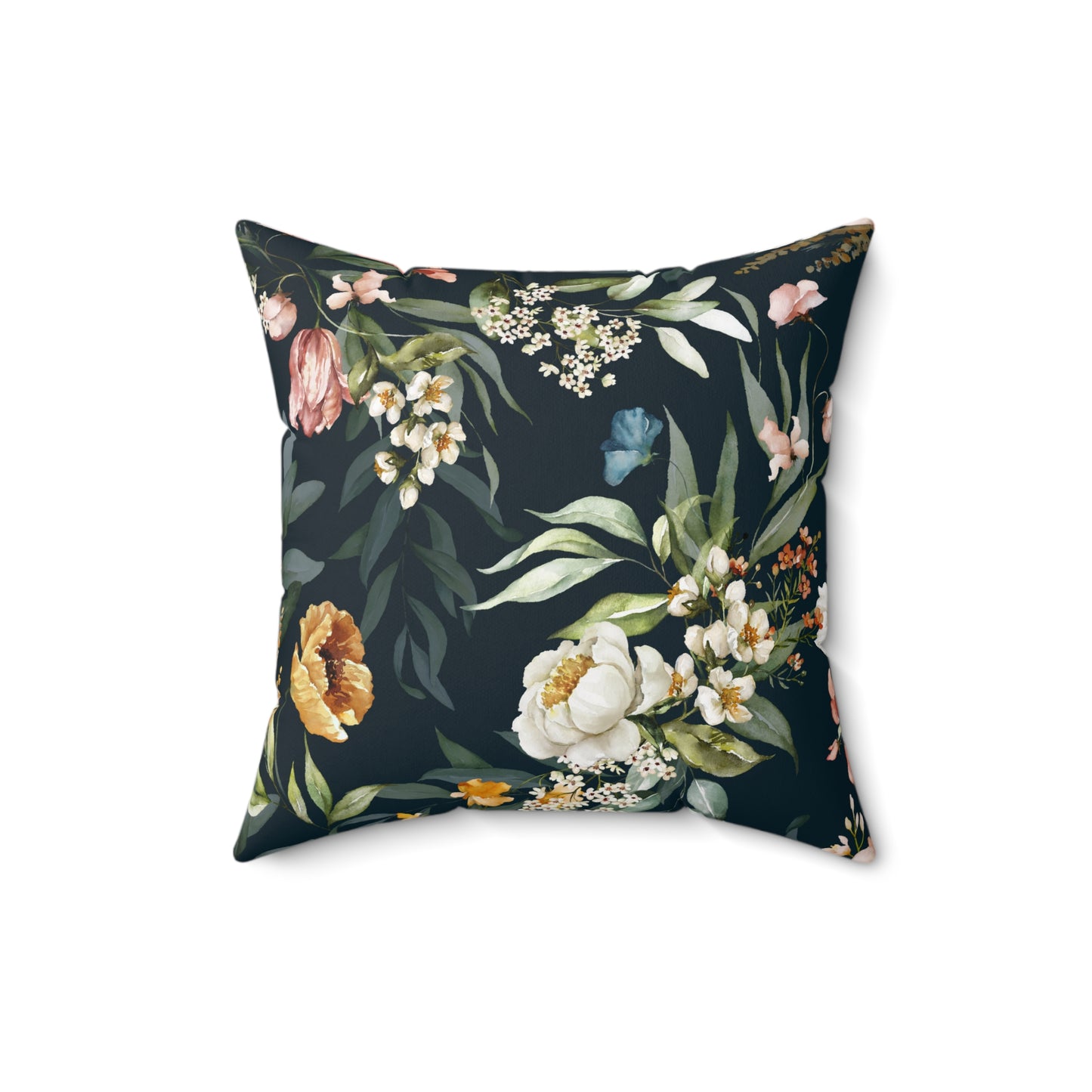 Watercolor Flowers Spun Polyester Square Pillow