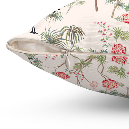 Chinoiserie Rose Trees Spun Polyester Square Pillow