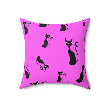 Halloween Black Siamese Cats Spun Polyester Square Pillow with Insert