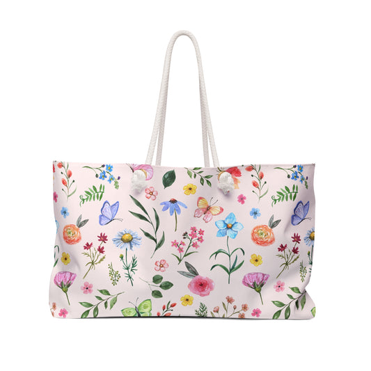 Spring Daisies and Butterflies Weekender Bag