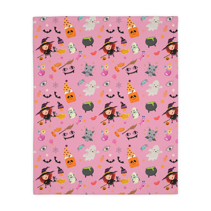 Happy Halloween Velveteen Minky Blanket (Two-sided print)