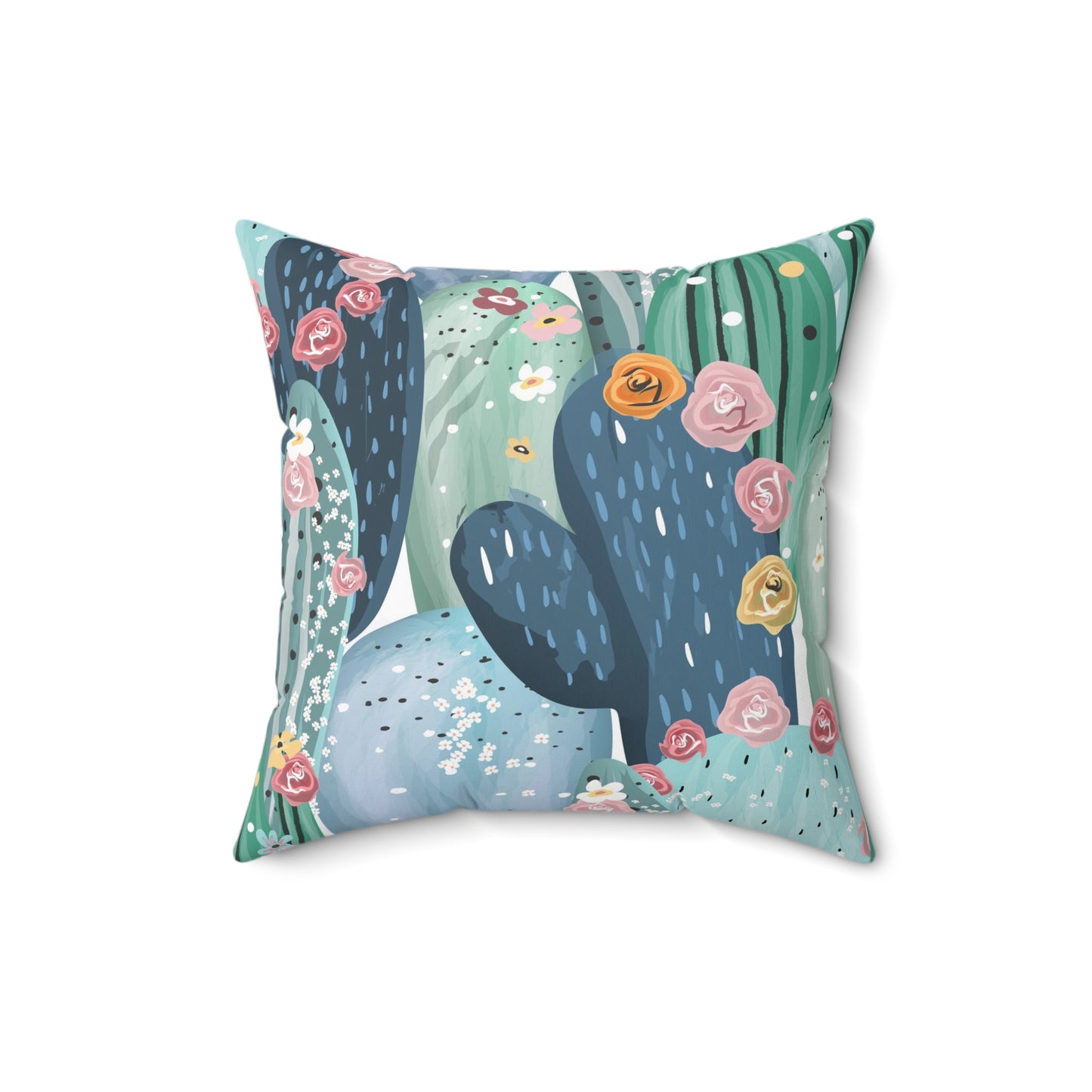 Pastel Cactus Spun Polyester Square Pillow
