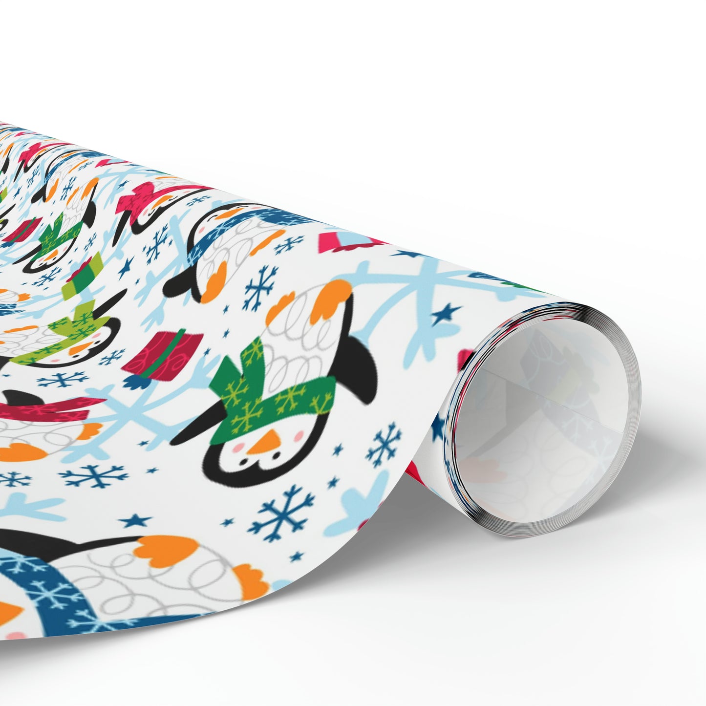 Penguins and Snowflakes Gift Wrap Paper