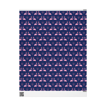 Christmas Flamingos Gift Wrap Paper
