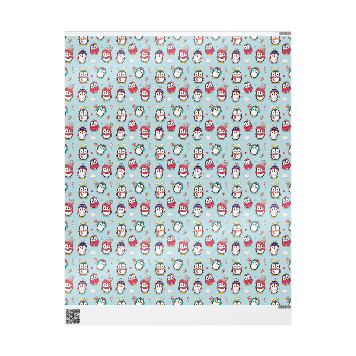 Penguins in Winter Clothes Gift Wrap Paper