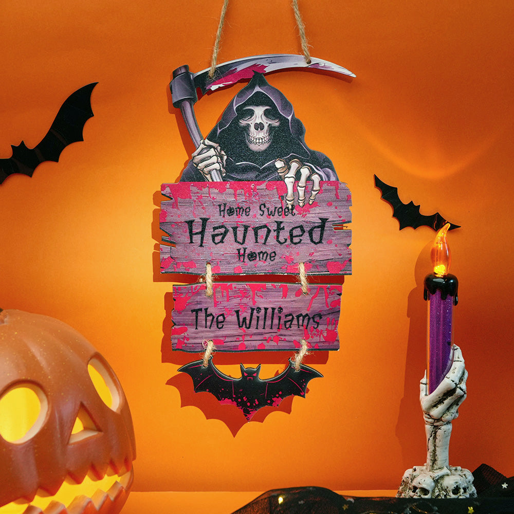 Personalized Death Scythe Halloween Door Sign