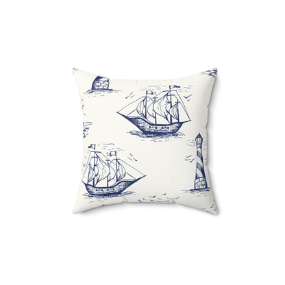 Vintage Ships Spun Polyester Square Pillow