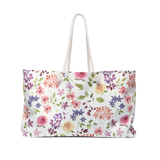 Yellow and Pink Roses Weekender Bag