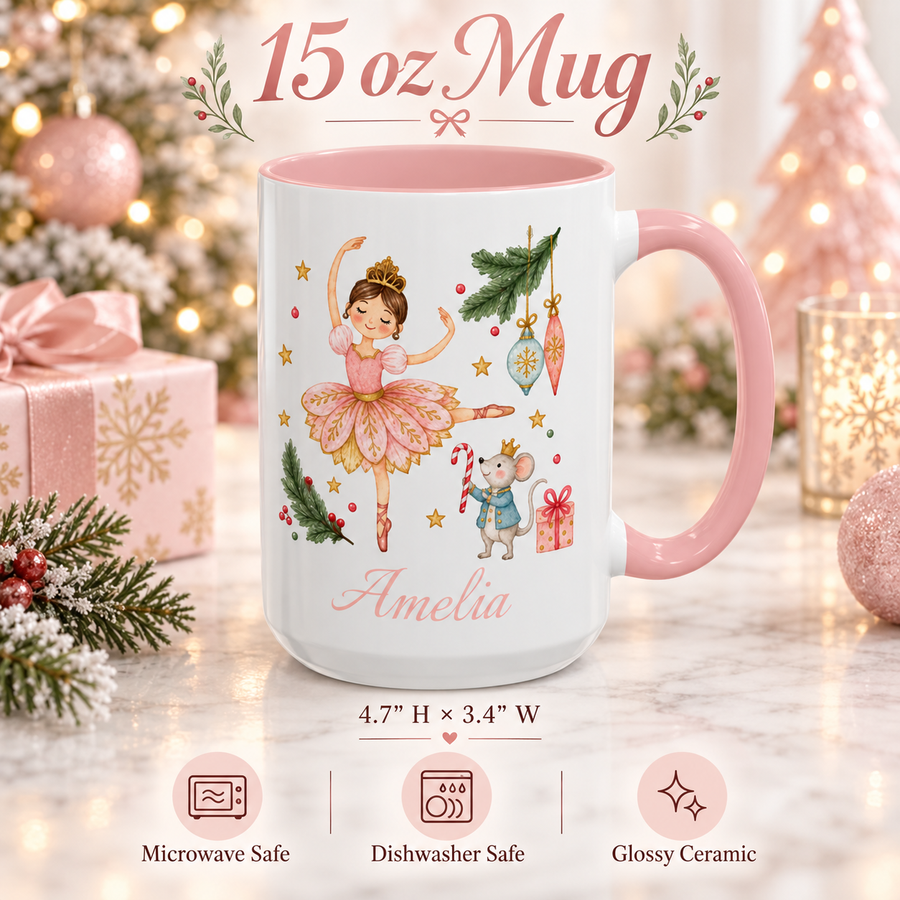 Personalized Ballet Nutcracker Mug | Custom Name Christmas Gift for Girls