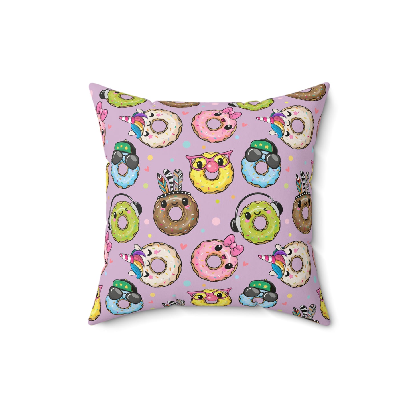 Kawaii Donuts Spun Polyester Square Pillow