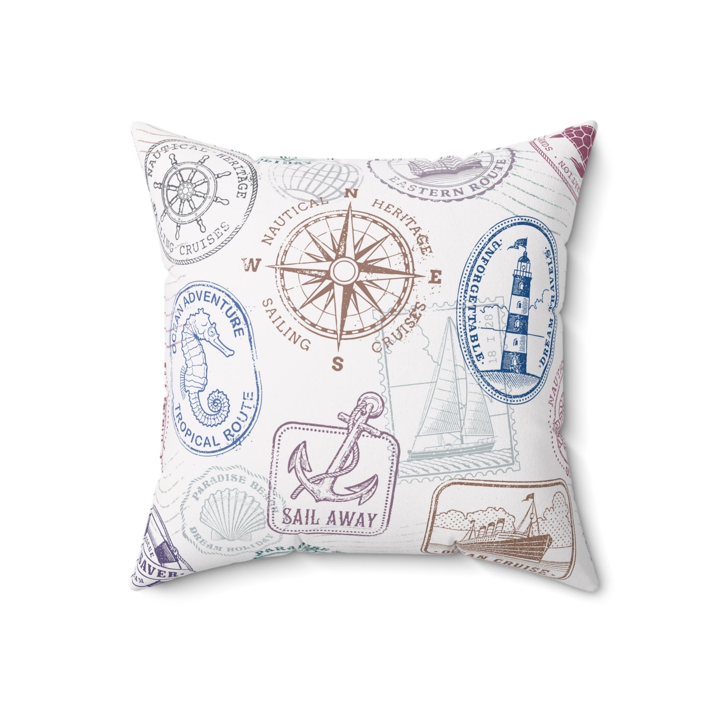 Vintage Nautical Objects Spun Polyester Square Pillow