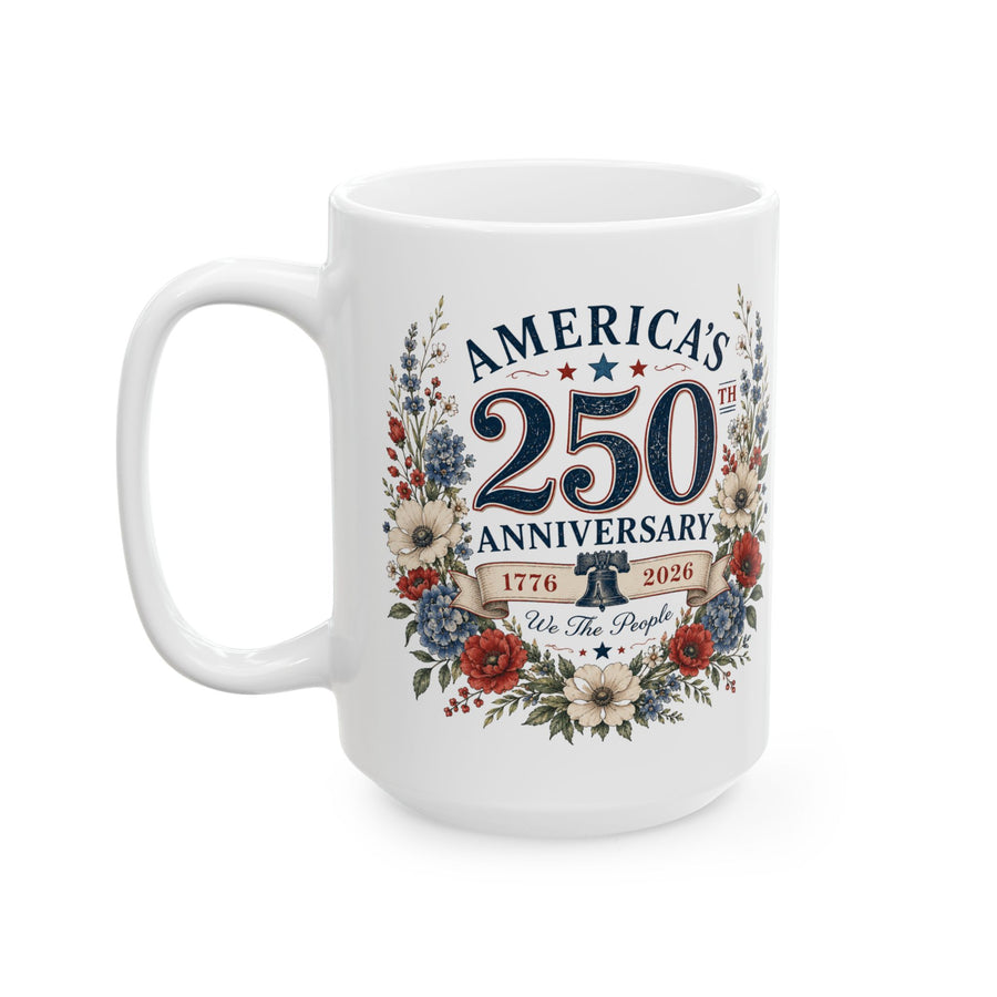 America's 250th Anniversary Floral Wreath Mug