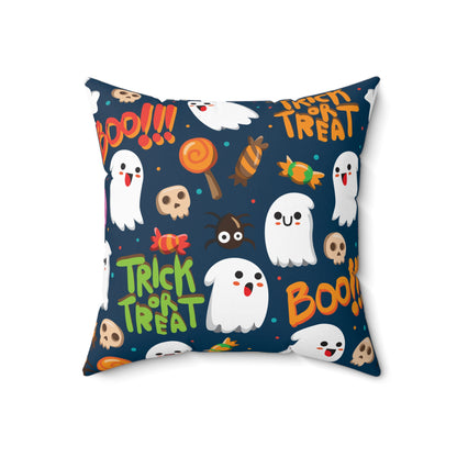 Trick or Treat Ghosts Spun Polyester Square Pillow with Insert