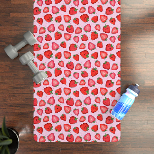 Kawaii Strawberries Rubber Yoga Mat
