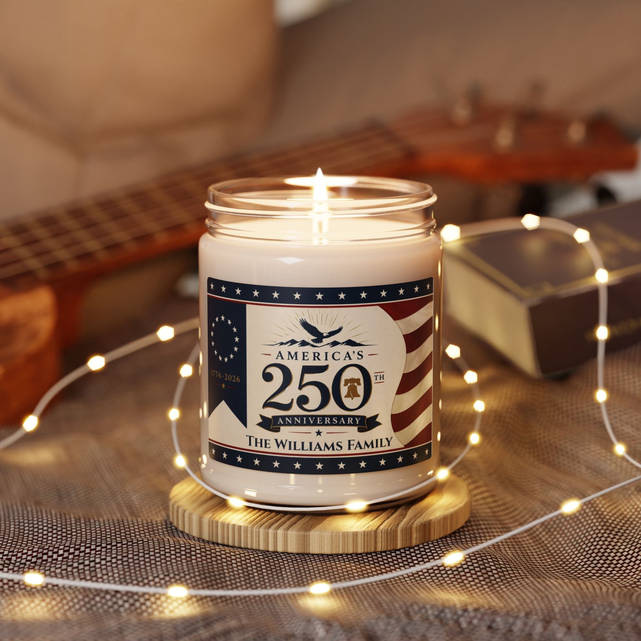 Personalized America's 250th Anniversary Soy Candle | 9oz Scented Jar
