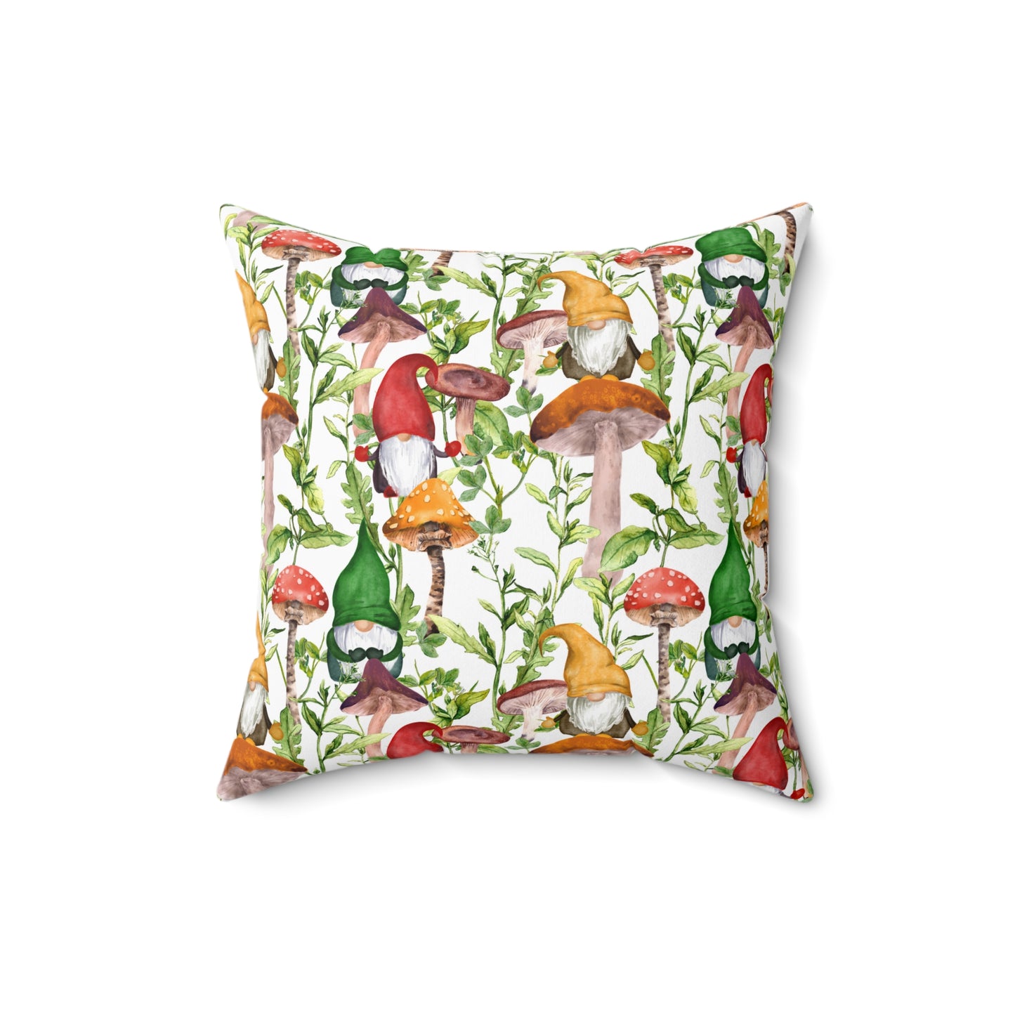 Gnomes and Mushrooms Spun Polyester Square Pillow