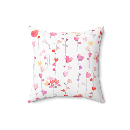 Heart Flowers Spun Polyester Square Pillow