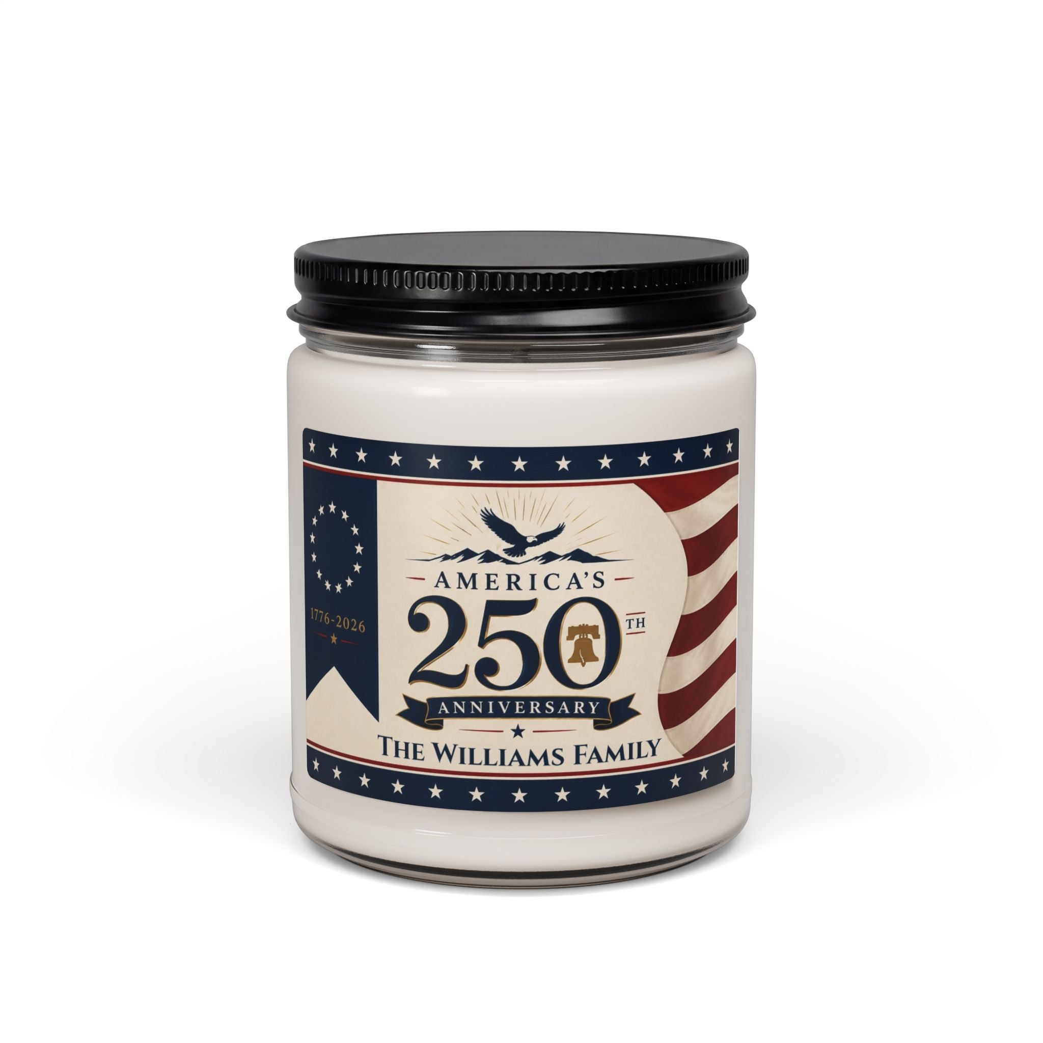 Personalized America's 250th Anniversary Soy Candle | 9oz Scented Jar
