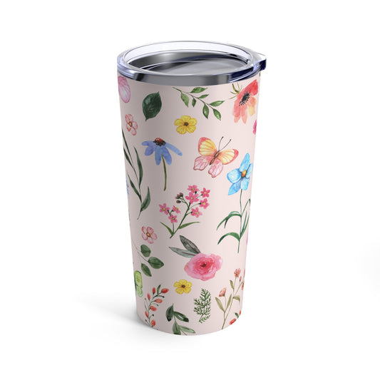 Spring Daisies and Butterflies Tumbler 20oz