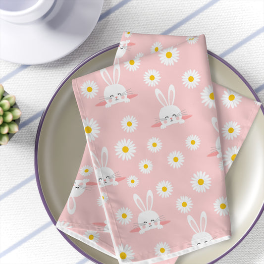 Smiling Bunnies and Daises Napkins Set of 4