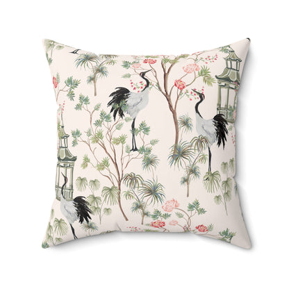 Chinoiserie Rose Trees Spun Polyester Square Pillow