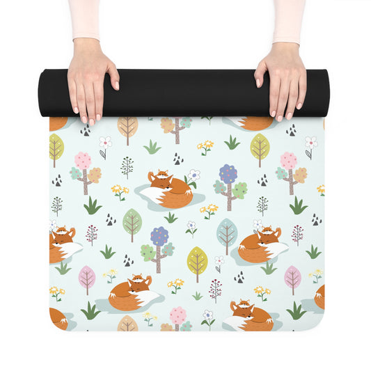 Mom and Baby Fox Rubber Yoga Mat