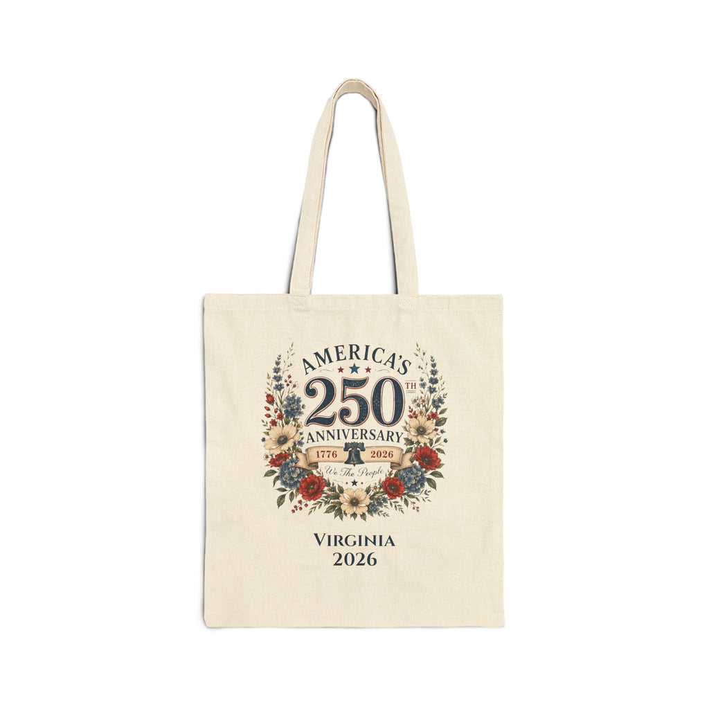 America's 250th Anniversary Tote Bag | Virginia 2026, Floral Wreath