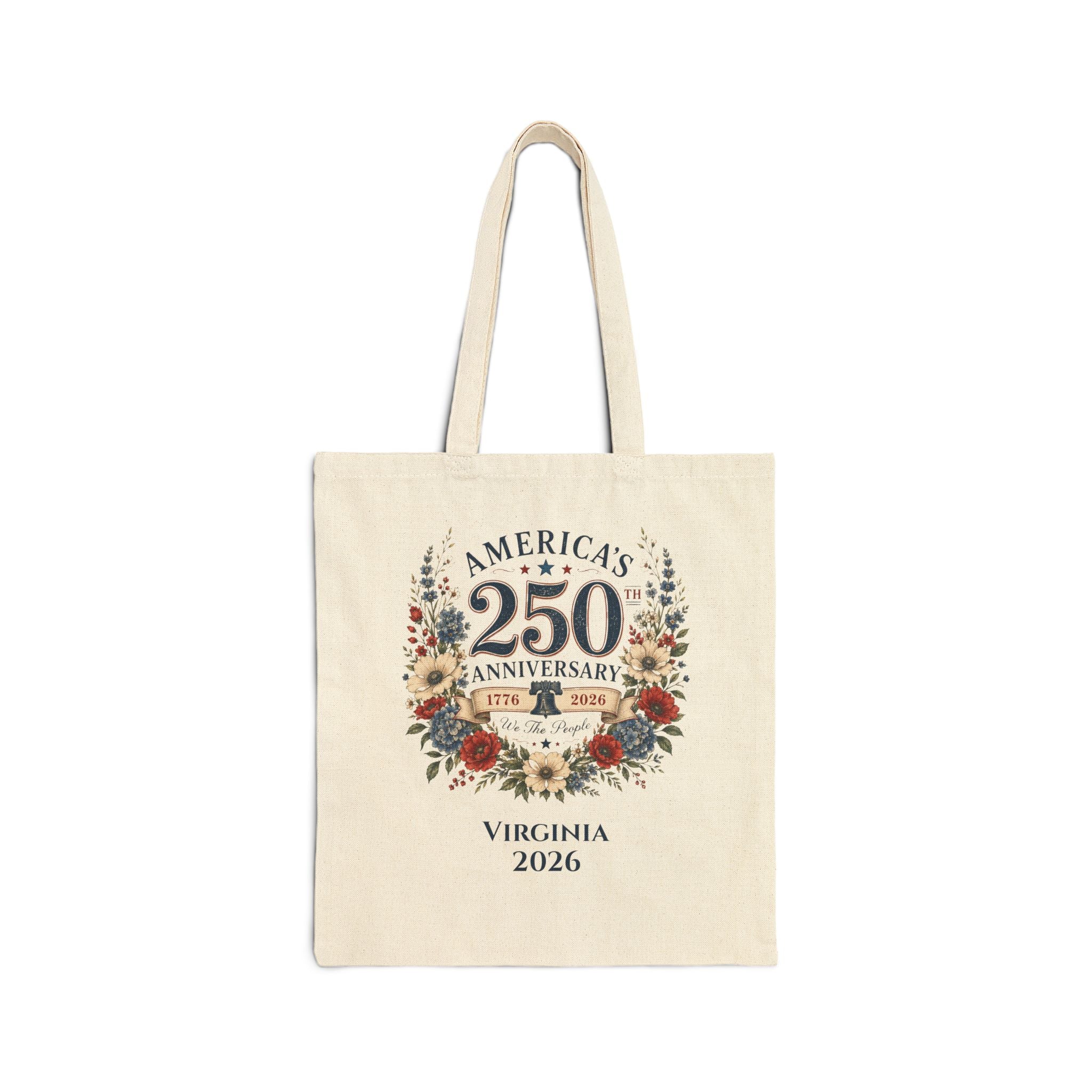 America's 250th Anniversary Tote Bag | Virginia 2026, Floral Wreath