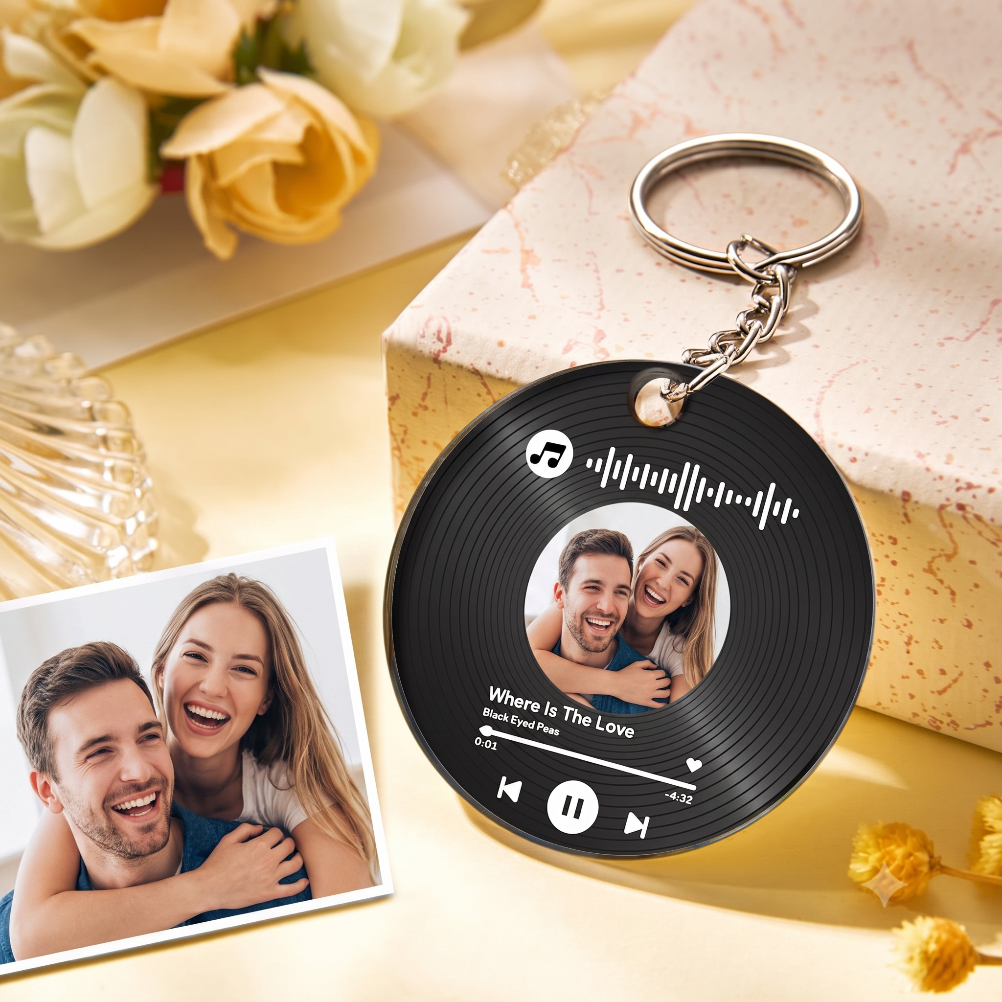 Custom Spotify Code and Photo Keychain