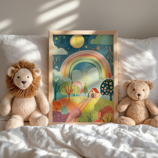 Whimsical Rainbow Landscape Framed Art Print product