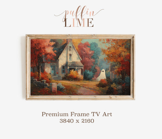 Autumn Landscape Painting, Rustic Cottage Wall Art, Vintage Style Framed Print, Home Decor