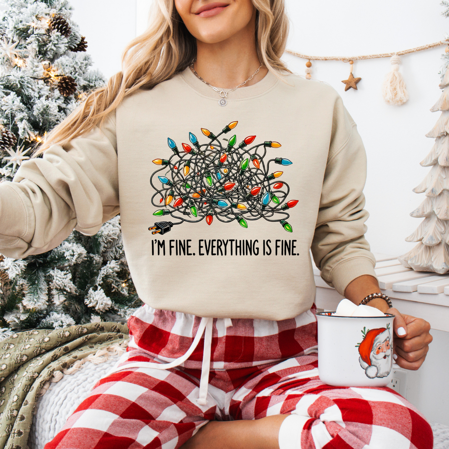 I'm Fine Everything is Fine Christmas Unisex Heavy Blend™ Crewneck Sweatshirt