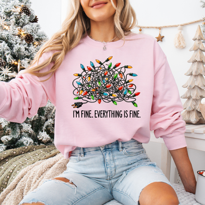 I'm Fine Everything is Fine Christmas Unisex Heavy Blend™ Crewneck Sweatshirt