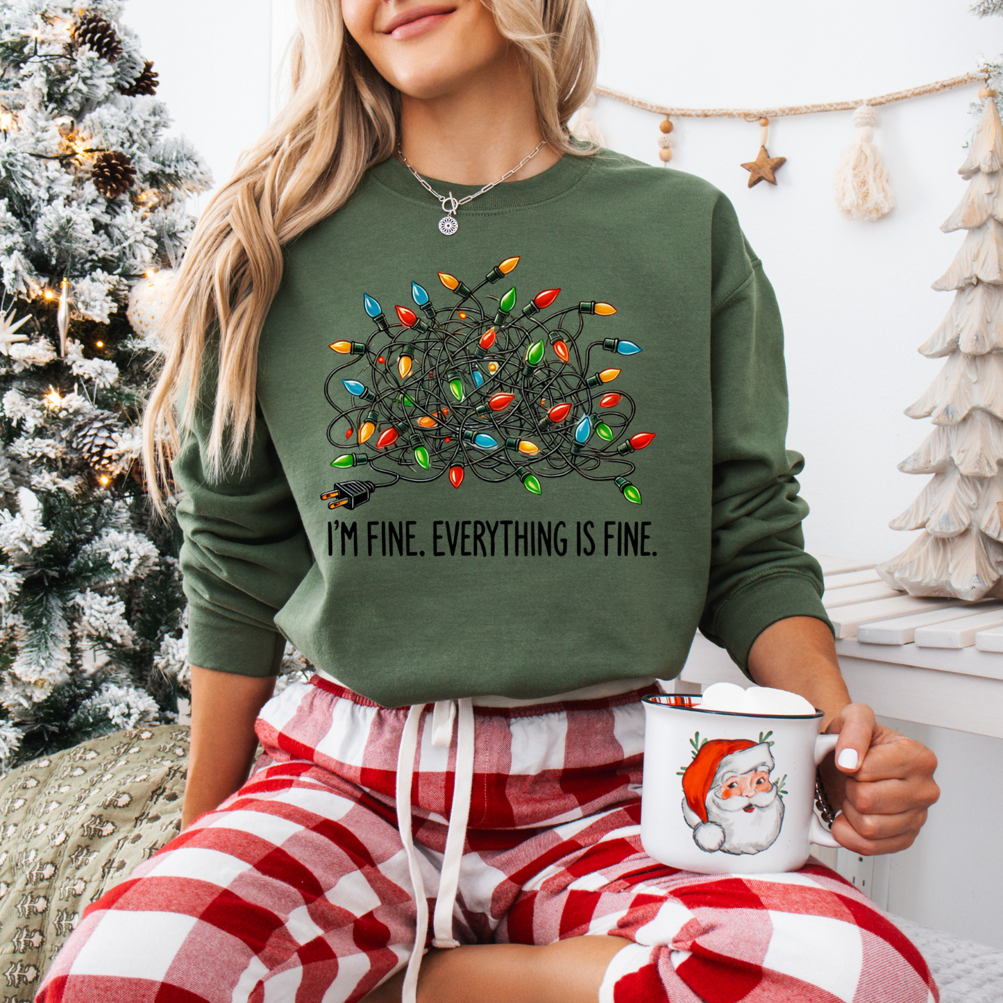 I'm Fine Everything is Fine Christmas Unisex Heavy Blend™ Crewneck Sweatshirt