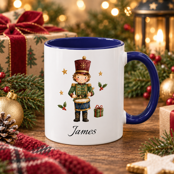 Personalized Nutcracker Drummer Boy Mug | Custom Name Christmas Gift for Kids