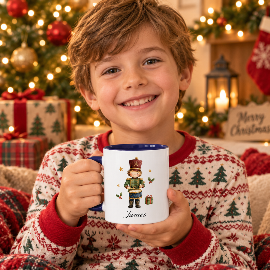 Personalized Nutcracker Drummer Boy Mug | Custom Name Christmas Gift for Kids