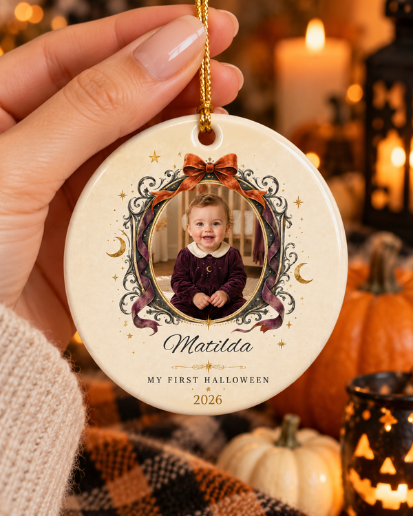 Personalized My First Halloween Photo Ornament | Ceramic Ornament