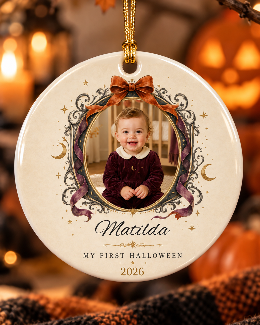 Personalized My First Halloween Photo Ornament | Ceramic Ornament