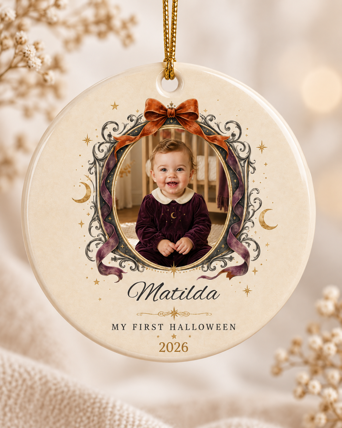 Personalized My First Halloween Photo Ornament | Ceramic Ornament