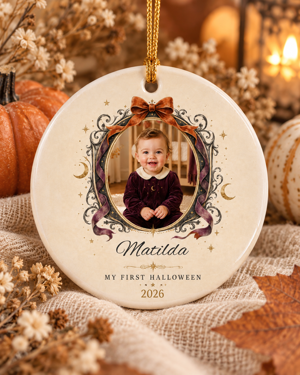 Personalized My First Halloween Photo Ornament | Ceramic Ornament