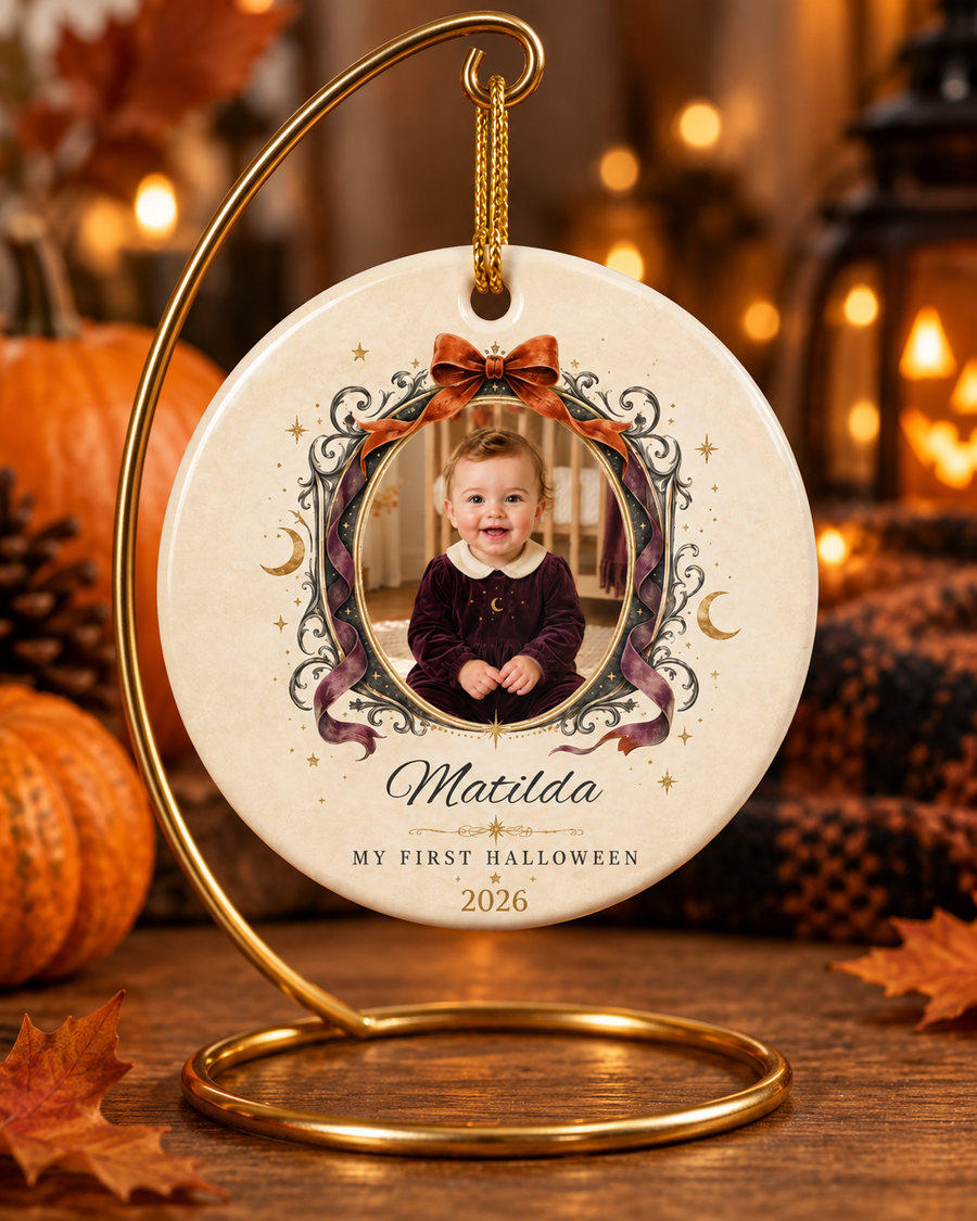 Personalized My First Halloween Photo Ornament | Ceramic Ornament