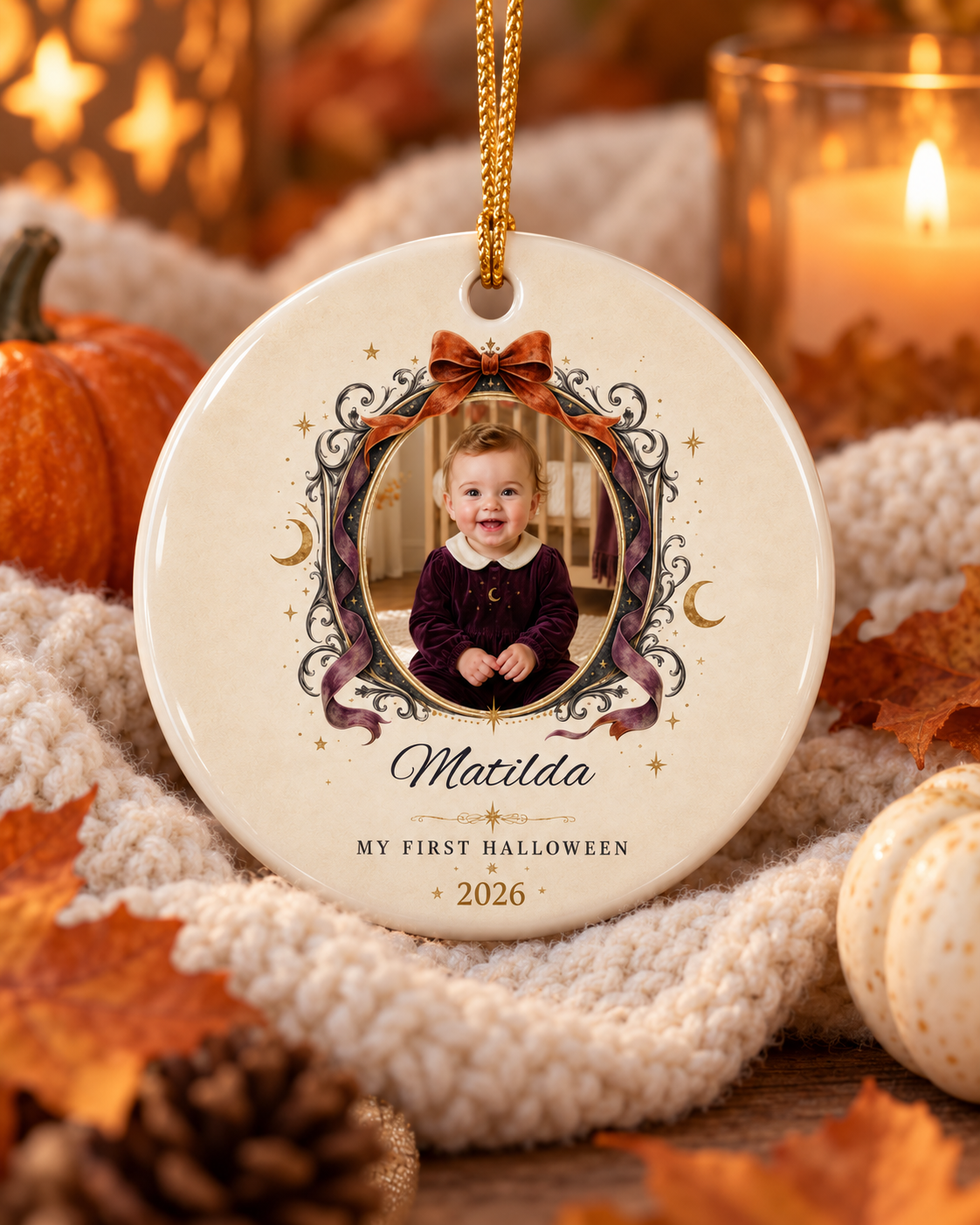 Personalized My First Halloween Photo Ornament | Ceramic Ornament
