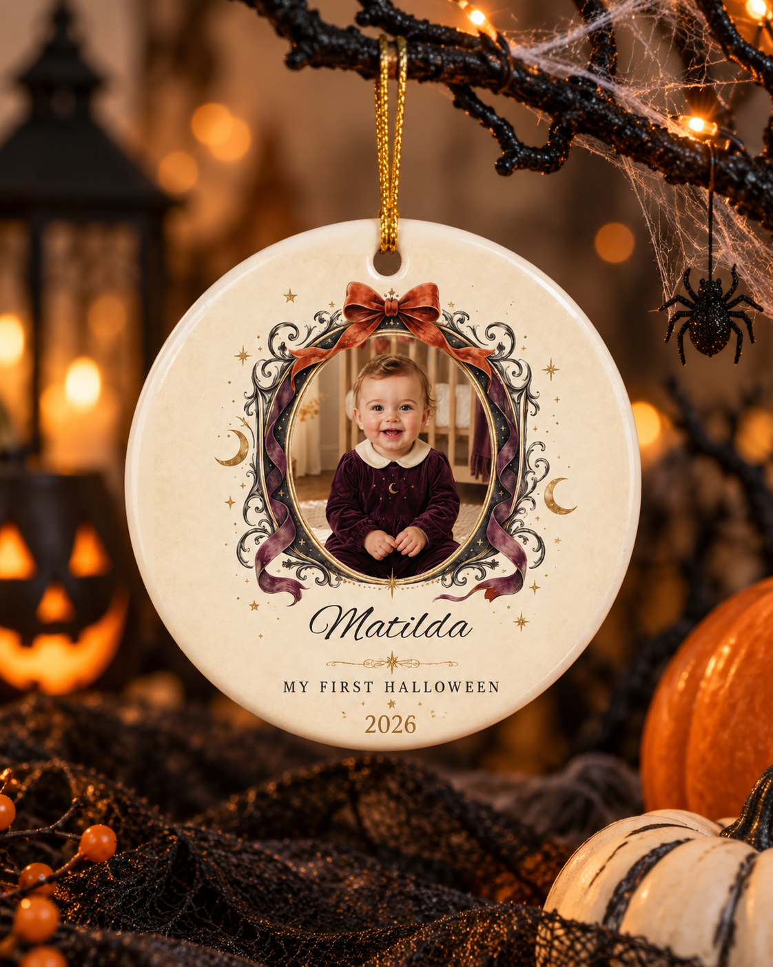 Personalized My First Halloween Photo Ornament | Ceramic Ornament