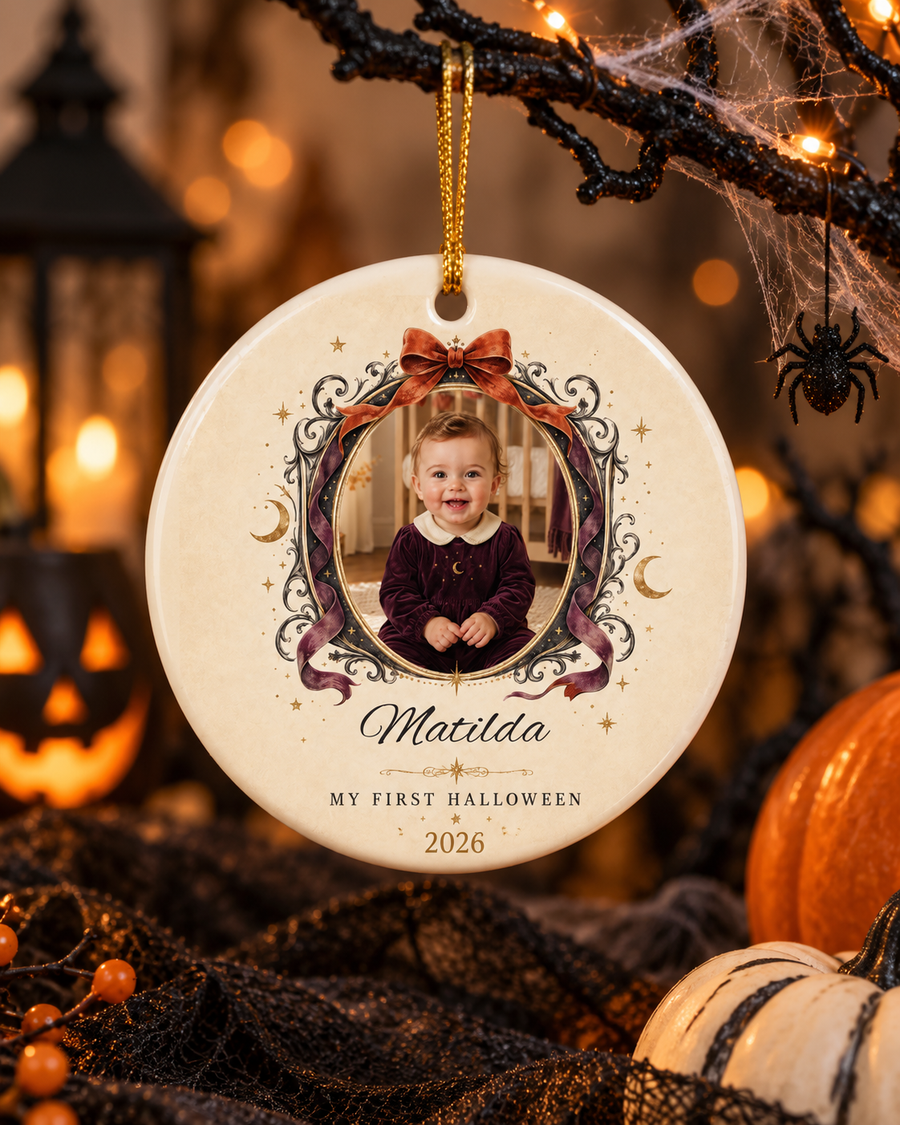 Personalized My First Halloween Photo Ornament | Ceramic Ornament