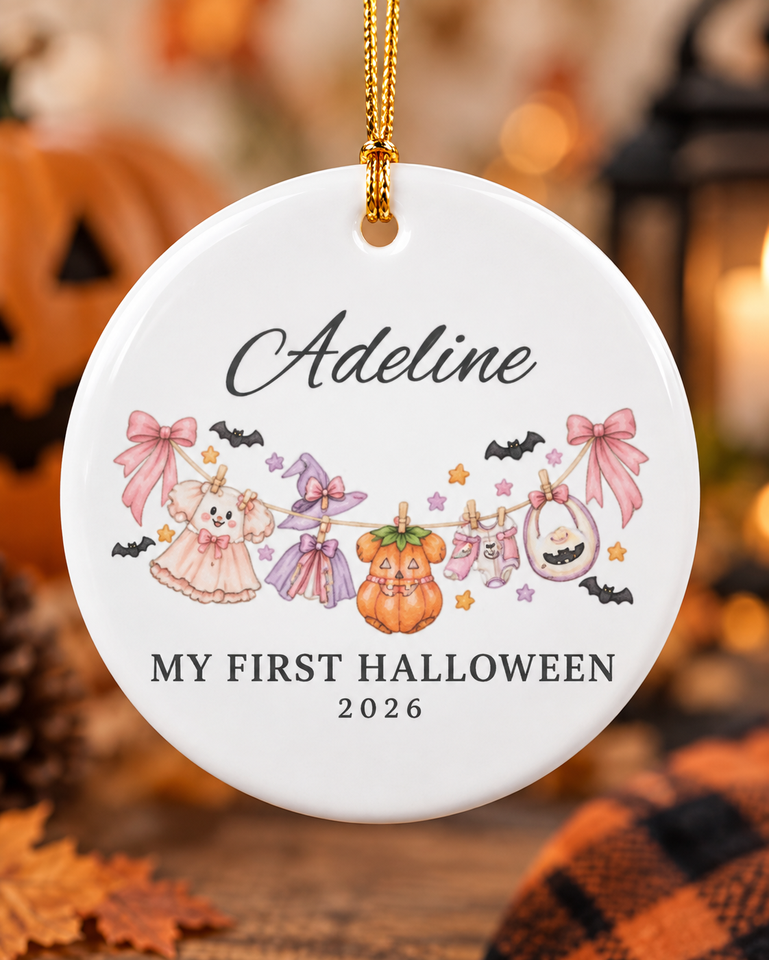 Personalized My First Halloween 2026 Ceramic Ornament | Baby Halloween Keepsake