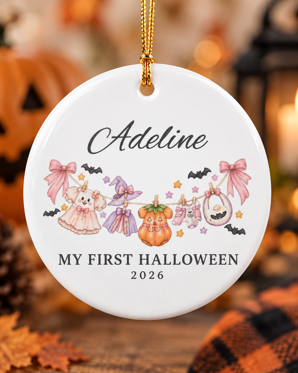 Personalized My First Halloween 2026 Ceramic Ornament | Baby Halloween Keepsake