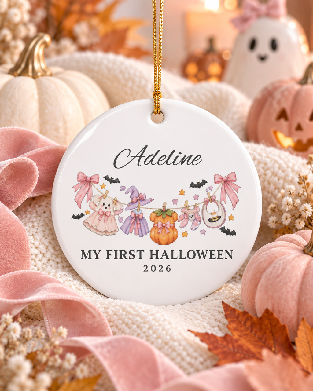Personalized My First Halloween 2026 Ceramic Ornament | Baby Halloween Keepsake