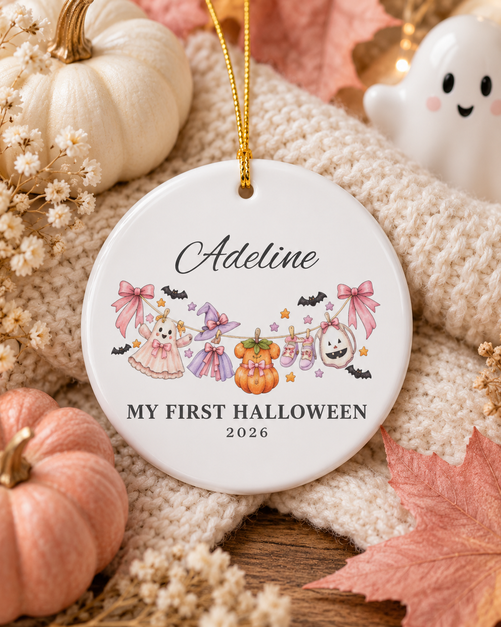 Personalized My First Halloween 2026 Ceramic Ornament | Baby Halloween Keepsake