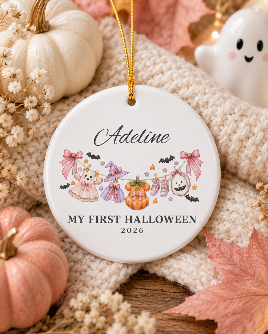 Personalized My First Halloween 2026 Ceramic Ornament | Baby Halloween Keepsake