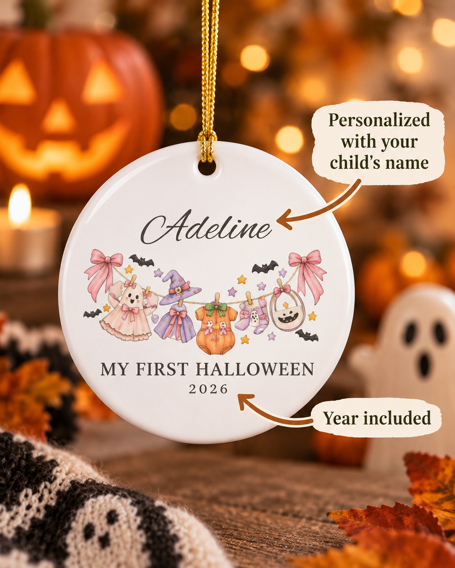 Personalized My First Halloween 2026 Ceramic Ornament | Baby Halloween Keepsake